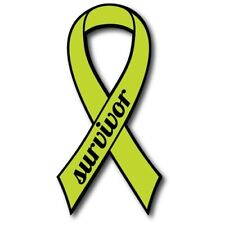 Lime Lymphoma Cancer Survivor Ribbon Car Magnet Decal Heavy Duty picture