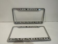 Los Banos License Plate Frame SET Embossed Blue White picture