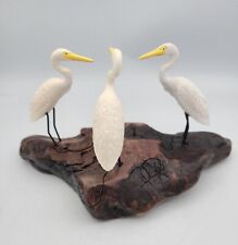 Heron trio by John Perry Sculpture on burlwood base picture
