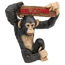 Let's Monkey Around Swinging Chimpanzee Welcome Home Garden Sign Sculpture picture