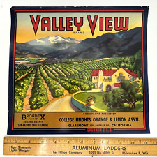 Original vintage, fruit, citrus, crate label California Valley View Claremont picture