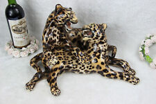 XL Italian mid century 1960 ronzan porcelain Panther leopard Group statue  picture