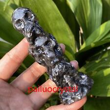 1pc Natural Specctrolite Skull Quartz Crystal Skull Carved Figurines Healing 4