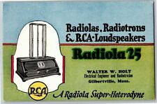 Scarce RCA Radiola 25 Ink Blotter c1920's VGC Walter W. Holt Gilbertsville, MASS picture