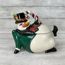 FITZ & FLOYD Essentials Penguin Sugar Ceramic Jar Christmas Lidded Bowl Holidays picture