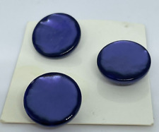 3 NOS Vintage Costumakers Moon Glow Blue Circular Button Plastic Round Disc 1/2