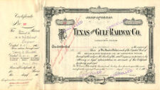 Texas and Gulf Railway Co. - Stock Certificate - Atchison, Topeka & Santa Fe Rai picture