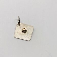 0.5g 925 STERLING SILVER ARTISAN MADE 10 KT. YELLOW GOLD ETCHED TAG PENDANT picture