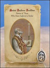 St Andrew Avellino (Stroke) Healing Holy Card with Medal NEW SKU MC042 picture