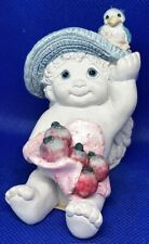 Vintage Dreamsicles Cherub Angel Blue Hat Bird Apples Berries Figurine picture