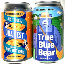 Three Blondes choice of DNA Test or True Blue Bear empty 12oz beer can Mich BoOp picture