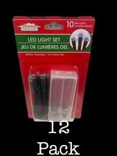 LED CHRISTMAS 10 LIGHTS  (12 PACK) House White Light Set Battery Powered Indoor picture