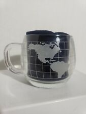 Vintage 1970’s Nestlé Nescafe Clear Etched Glass World Globe Coffee Cup Mug picture