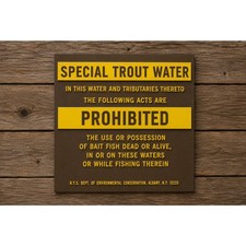 New York State Special Trout Water Sign Fishing DNR Environmental Conservation picture