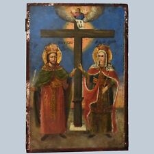 Antique 19C Greek Icon ~ Saint Constantine & Helen picture