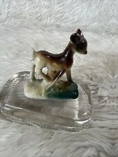 Deer Figurine Mini Porcelain Ceramic Made in Japan Standing Vtg 2 3/4” picture