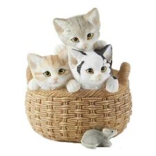 Delton – Three Cats in a Basket with Mouse Friend Cat Lovers Figurine - 3.9 Inch picture