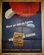 Original 1943 WWII “Where Our Men Are Fighting Our Food is Fighting” Poster picture