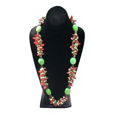 Genuine Green Gaspeite Turquoise & Red Paua Abalone Shell Beaded Necklace picture