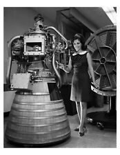 1968 Miss NASA With An Apollo Rocket Engine 8x10 Photo #2 On 8.5