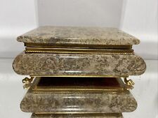 VTG. Footed Italian Marble Casket Rectangular Jewelry Box Trinket picture