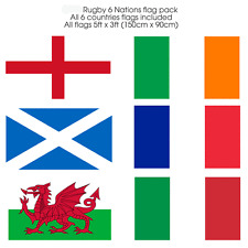 Rugby 6 Nations Flag pack 5ftx3ft Fabric flags with eyelets All Six Nations flag picture