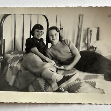 Vintage B&W Snapshot Photograph Beautiful Young Women Laying In Bed Sapphic picture