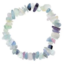 Premium CHARGED Rainbow Fluorite Crystal Stretchy Bracelet + Selenite Charger picture