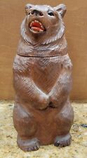 BLACK FOREST Hand Carved Walking Bear, Glass Eyes, Music Box picture