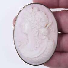 Large Antique pink shell cameo with silver mount picture