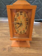 VTG 70s Westclox No-Cord Mid Century Modern Orange Wooden Clock Apothecary picture
