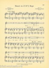 ZETA BETA TAU fraternity vintage song sheet c1941 