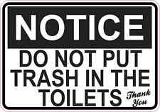 5 x 3.5 Do Not Put Trash In The Toilets Sticker Vinyl Sign Stickers Wall Signs picture