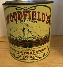 Vintage 1 Gallon Woodfield’s Oysters Tin/Can picture