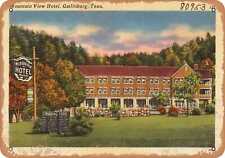 Metal Sign - Tennessee Postcard - Mountain View Hotel, Gatlinburg, Tenn. picture