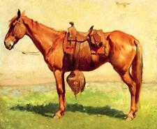 Oil painting Frederic-Remington-Cow-Pony beautiful animal horse in landscape art picture