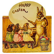 Vintage Easter Card Cardboard Anthropomorphic Die Cut Embossed 1981 Merrimack picture