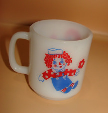 Vintage Raggedy Ann Andy White Milk Glass Coffee Cup picture
