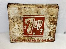 Early Vintage 7 Up Metal Sign 12”x10” The All Family Drink Cutout Embossed picture