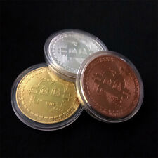3 Pcs Gold Plated Rose Gold Silver Commemorative Bitcoin Coin Collectors Bit picture