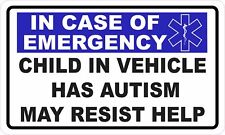 5in x 3in Star of Life Child in Vehicle Has Autism Vinyl Sticker picture