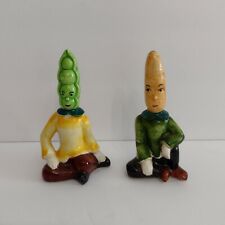 Vintage Anthropomorphic Japan Vegetable Head Pea & Carrot Salt & Pepper Shakers picture