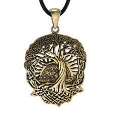 Bronze Celtic Knot World Tree of Life Pendant with Rising Sun Knotwork Necklace picture