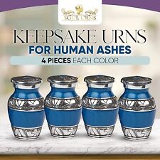 Blue With Silver Bands Small Keepsake Urns for Human Ashes - Set of 4 picture