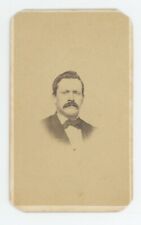 Antique CDV c1870s Rugged Older Man With Thick Mustache & Bow Tie Allentown, PA picture