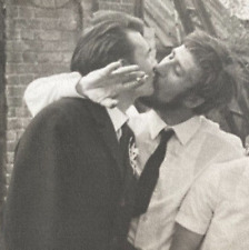 Affectionate Handsome Men Kissing, Guys Gently Kissing Gay Int Vintage photo picture
