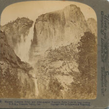 CALIFORNIA, Yosemite Point & Wind Swept Falls--Underwood Stereoview G8 picture