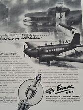 1943  Eimac Tubes Fortune WW2 Print Ad Eitel-McCulloch Inc. Airplane Tarmac Rain picture