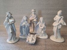 Vintage 1987 Schmid Santini Blue/White Porcelain Nativity Set Of 6 Baby Jesus  picture
