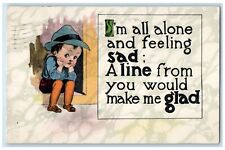 1911 Lonely Boy I'm All Alone And Feeling Sad Saint Cloud Minnesota MN Postcard picture